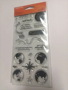 Juego de estampillas acrílicas transparentes de Fiskars Stamps Jetsetter 106060-1001 NUEVO - Imagen 1 de 1