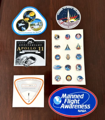 VINTAGE SPACE, NASA RELATED STICKERS : 5 LARGE, 15 SMALL D1008 - Image 1 of 4