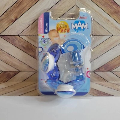 VTG MAM By Sassy 2 Orthodontics Pacifiers+Keeper Super Value Silicone 6+ Months - Image 1 of 4