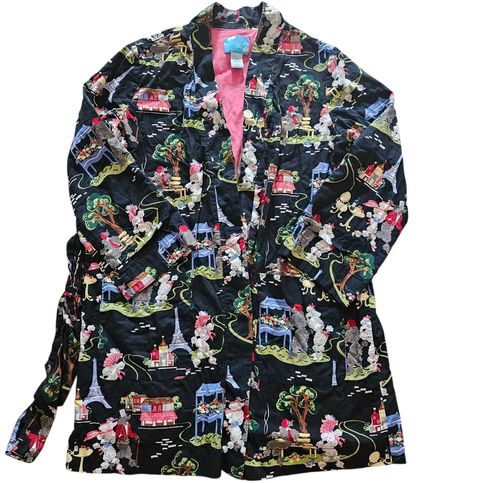 Nick Nora Sleepwear Paris French Poodle Printed Kimono Robe Size Small / Medium - Image 1 of 4