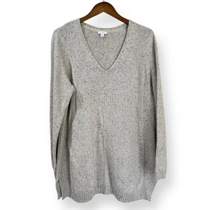 J. Jill Sweater Tunic Size L V-Neck Speckled Tweeded Cotton Center Seam Gray - Picture 1 of 7