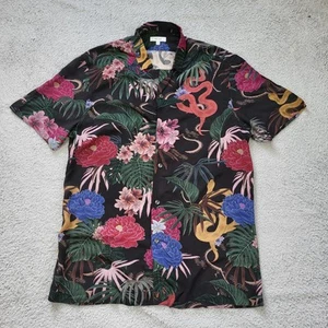 Reiss Cuban Hemd Herren Medium schwarz Blumen Schlangenmuster Camp Kragen Hauoutai - Bild 1 von 9