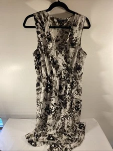 New Apt 9 Dress XL One Shoulder Ruffle Sleeveless Black White Leaf Print Shift - Picture 1 of 10