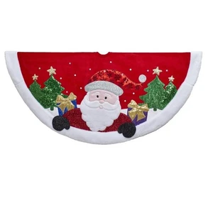 Red And White Applique Santa Christmas Tree Skirt 48 Inch TS0230 New - Picture 1 of 3