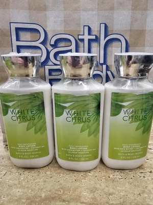 NEW~Bath & Body Works WHITE CITRUS BODY LOTION  Full Size 8 oz SEALED~SET OF 3  - Image 1 of 3