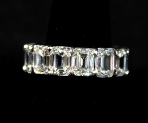 DESIGNER $150,000 Platinum Emerald Cut Diamond 14.14 CTW Eternity Band Ring 5 - Picture 1 of 8