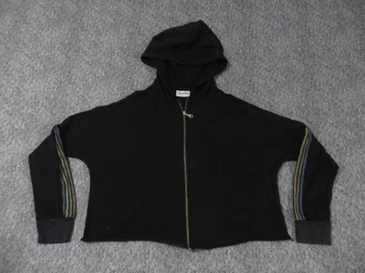 Sudadera con capucha corta Lauren Moshi Star para mujer pequeña cremallera completa de gran tamaño negra Foto 1 de 4