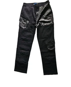 C’est Bon Black Carpenter Pants Men's Sz XXL Streetwear Cotton Lambskin Contrast - Picture 1 of 19