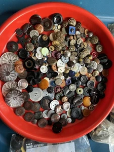 Antiguo Vintage BOTÓN Gran Lote Asst Shell Metal Baquelita - Imagen 1 de 6