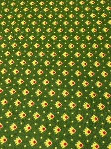 P&B Textiles 1/4 yard x 44" Green Cotton Fabric with Yellow & Red Diamond Patter - Picture 1 of 5
