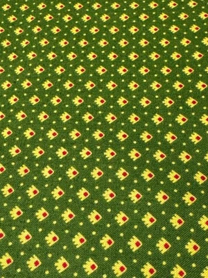 P&B Textiles 1/4 yard x 44" Green Cotton Fabric with Yellow & Red Diamond Patter - Image 1 of 4
