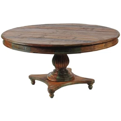 Trinidad Solid Reclaimed Wood 60" Round Dining Table in Multi-Color - Image 1 of 2
