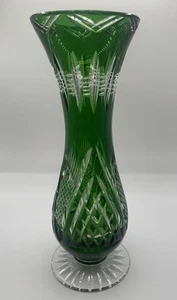Vase Emerald Green Overlay Glass Hand-Cut Val St. Lambert? Around 1900 R566 - Picture 1 of 9