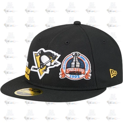 New Era Pittsburgh Penguins Black Green Yellow 59Fifty 5950 Patch Fitted - Image 1 of 4