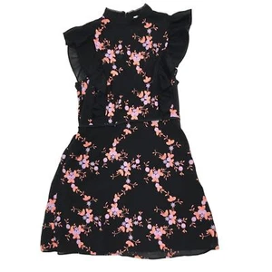 Talulah La Maison Black Embroidered Ruffle Mini Dress Size M - Picture 1 of 12