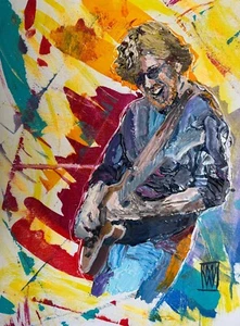 Original Trey Anastasio Phish Guitarrista Impasto Retrato Pintura Lienzo Arte 24" - Imagen 1 de 2