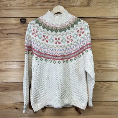 Suéter Esquinero Informal De Colección Mediano Rosa Crema Isla Justa Cuello Alto Grueso Rory B110 Foto 1 de 4