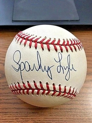 ¡BÉISBOL OAL AUTOGRAFIADO FIRMADO POR SPARKY LYLE! Medias Rojas, Yankees!  ¡4 INSCRIPCIONES! Foto 1 de 4