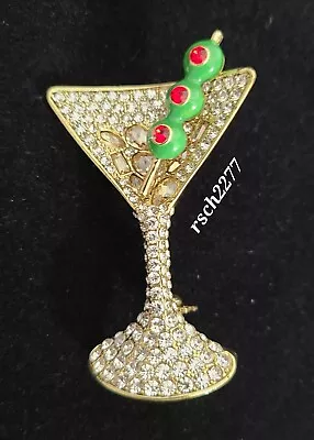 Pin Martini Heidi Daus "Quarantini" Pavé Cristal y Esmalte-NUEVO CON ETIQUETAS-Orig. $98,75 Foto 1 de 4