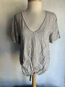 MADEWELL (2019) Official Women's Striped Tie-Front V-Neck Blouse Top Size Medium - Picture 1 of 6