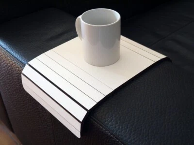 Wooden Flexible White Sofa Table - Small Slinky for Armrest Couch Side Tray - Image 1 of 4