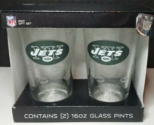New York Jets  NFL Licensed Quality 16oz Boelter Pint Glass 2 Piece Gift Pack