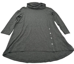 avon long sleeve cowl neck shirt sheer gray cotton button high low medium READ - Picture 1 of 8