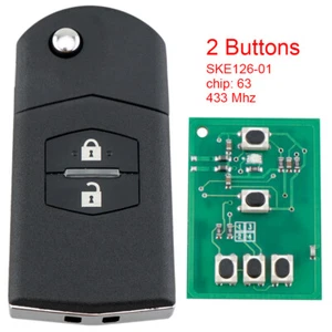 2 Buttons 433MHz Remote Car Key Fob Fit for MAZDA with ID63 80bit Chip SKE126-01 - Picture 1 of 11