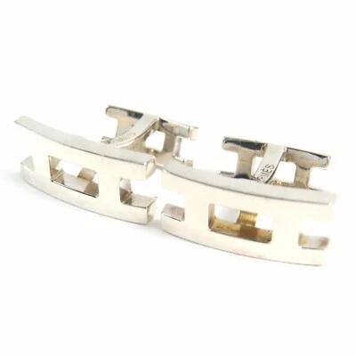 HERMES H Logo Manschettenknöpfe Silber AG925 Lost Box Herren Accessoires GEBRAUCHT KOSTENLOSER VERSAND - Bild 1 von 4