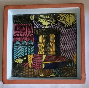 Rare Vintage Stig Lindberg Stoneware Carnival Dish Sweden - Picture 1 of 7