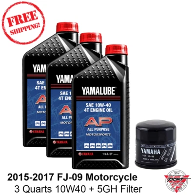 OEM 2015-2017 Yamaha FJ-09 FJ09 Oil Change Kit - 10w40 Mineral JASO OEM Filter - Image 1 of 4
