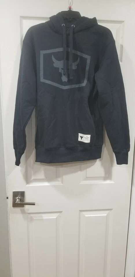 Under Armour Project Rock Charged Cotton Pullover Hoodie Black Mens Small