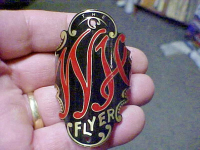 W.H. Flyer Bicycle Head Tube Badge 1890s - 1920s Emblem Acid Etched Brass Bike - Image 1 of 3