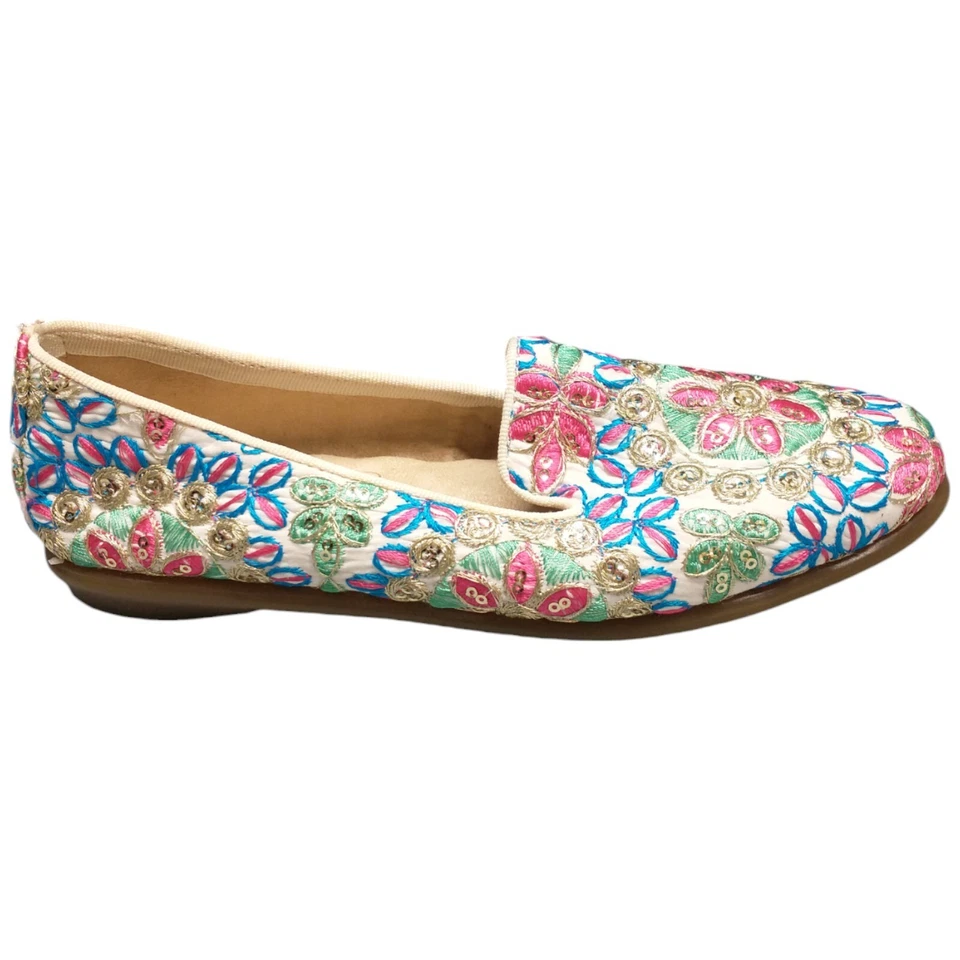 Mocasines planos Aerosoles Betunia para mujer 6 dorados multi metálicos bordados sin cordones Foto 1 de 4