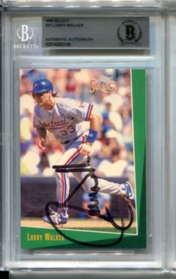 Larry Walker Beckett BAS Signed 1993 Select #27 Autograph Rockies HOF BGS Auto - Image 1 of 2