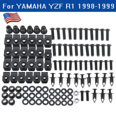 US Black Fairing Bowywork Bolts Screws Kit For Yamaha YZF R1 YZF-R1 1998-2001 Foto 1 de 4