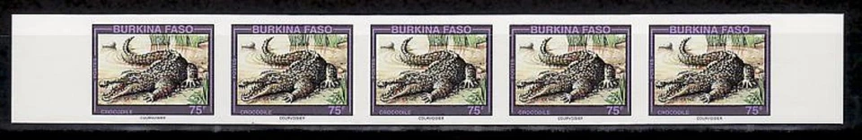 Burkina Faso Sc1000 Vida Silvestre, Reptil, Cocodrilo, Tira Imperf. Foto 1 de 1