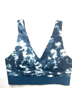 Fabletics  Medium M  Women's Green  White Tie-Dye Gym Bra Top  Padded - Picture 1 of 8