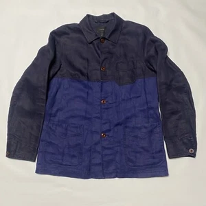JCREW J. Crew Linen Navy Blue Chore Work Jacket Coat Deconstructed  Medium M - Picture 1 of 14