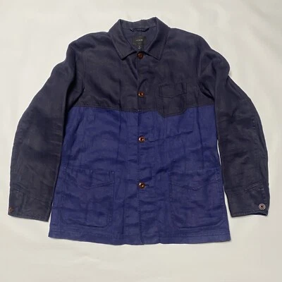 JCREW J. Crew Linen Navy Blue Chore Work Jacket Coat Deconstructed  Medium M - Image 1 of 4