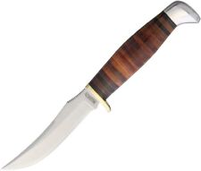 Marbles Small Fixed Blade Hunter Knife Leather Stacked Handle Belt Sheath