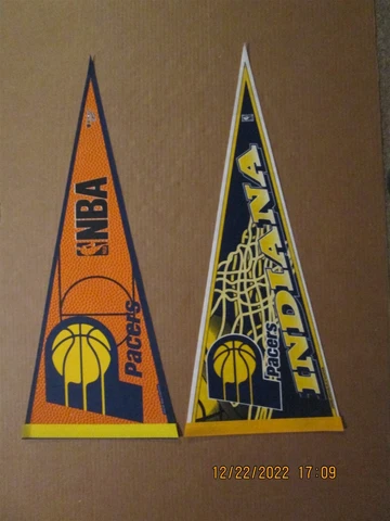 NBA Indiana Pacers Vintage Circa 1990's Lot of 2 Different Team Logo Pennants Cover