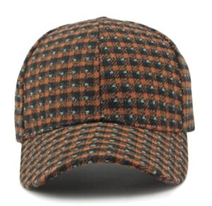Men's woolen plaid baseball cap outdoor casual sunshade hat
