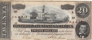 Confederate states of America   $20   2.17.1864  P 69   Uncirculated banknote - Picture 1 of 2