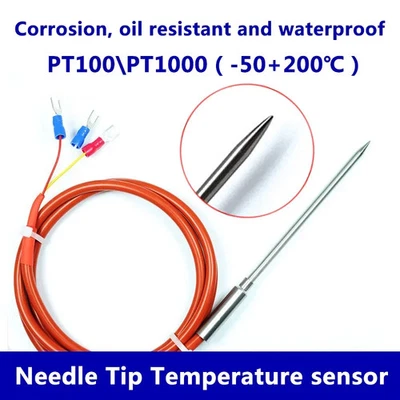 Waterproof Needle Tip Temperature Sensor Probe PT100 PT1000 RTD Insertion Platin - Image 1 of 4