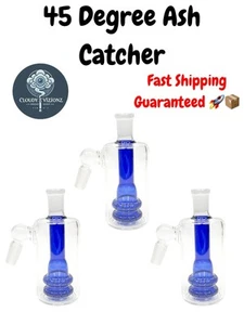 Cattura cenere vetro 14 mm 45° qualità premium tabacco acqua pipa bong narghilè - Foto 1 di 4