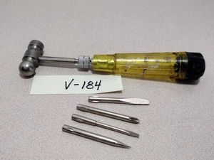Vtg Multi-tool Hammer Ballpeen, Awl, Slotted & Philips Screwdriver Handle Storag - Picture 1 of 14
