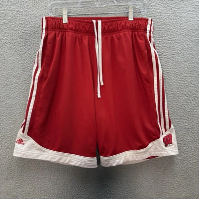 Wisconsin Badgers Shorts Adult Medium Red White Adidas NCAA College Sports - Image 1 of 4
