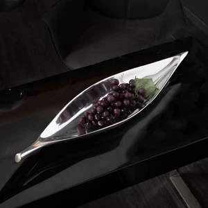 Handgearbeitete Deko Schale SILVER LEAF 41cm silber Aluminium handmade Ablage - Bild 1 von 7