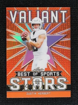 2020 Leaf Best of Sports Valiant Stars Orange /50 Justin Herbert Rookie RC - Image 1 of 2